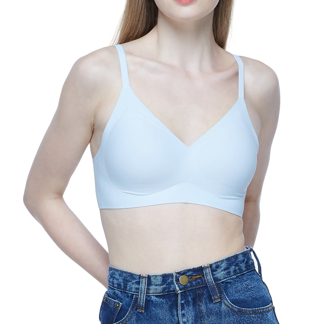 Wacoal Mood Smart Size teenage underwear, wireless bra, model MM1F08, blue  (SX)