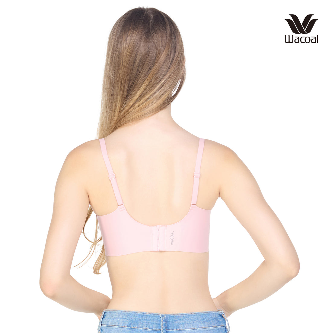 Wacoal Go Girls Smart Size Sexy Look Wacoal wireless bra, model WB3Y37, light pink, graphic pattern (OR)