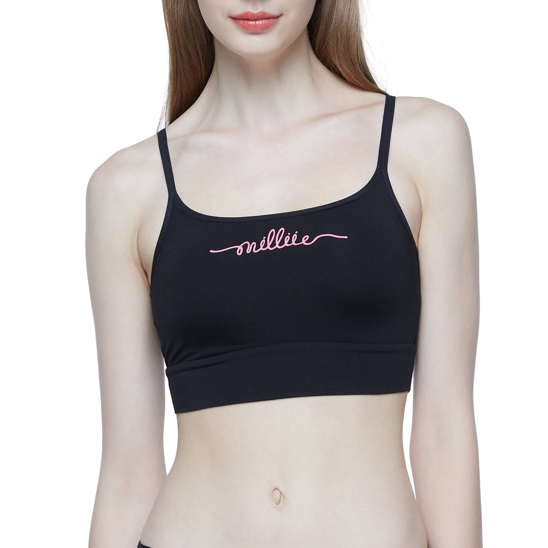 Millie &amp; Friends pullover bra with screen-printed text "Millie", model WH4N03, black (BL)