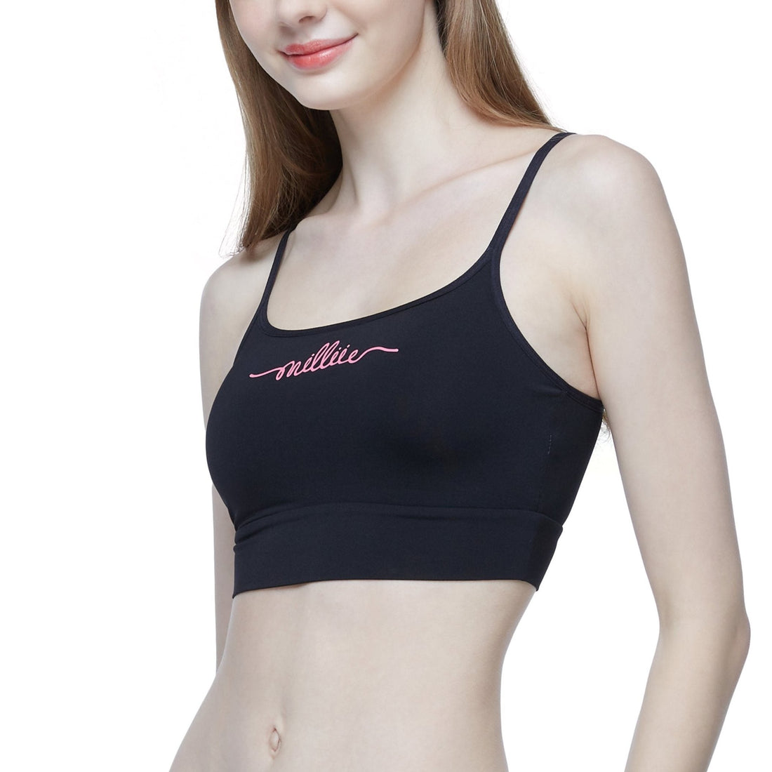 Millie &amp; Friends pullover bra with screen-printed text "Millie", model WH4N03, black (BL)