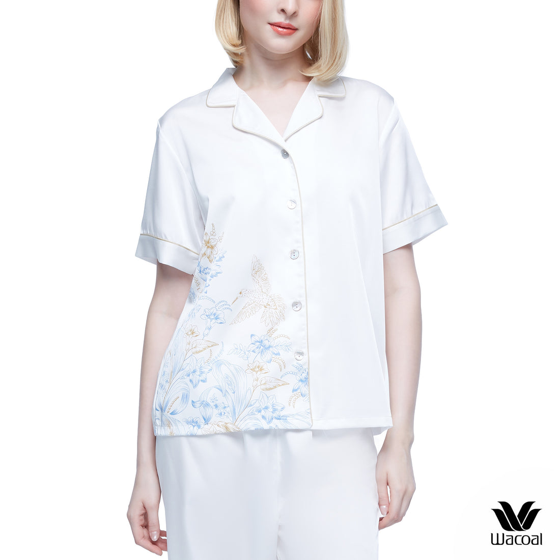 Wacoal Sleepwear Wacoal pajamas, Hawaiian neck short sleeve shirt/long –  Thai Wacoal Public Company Limited
