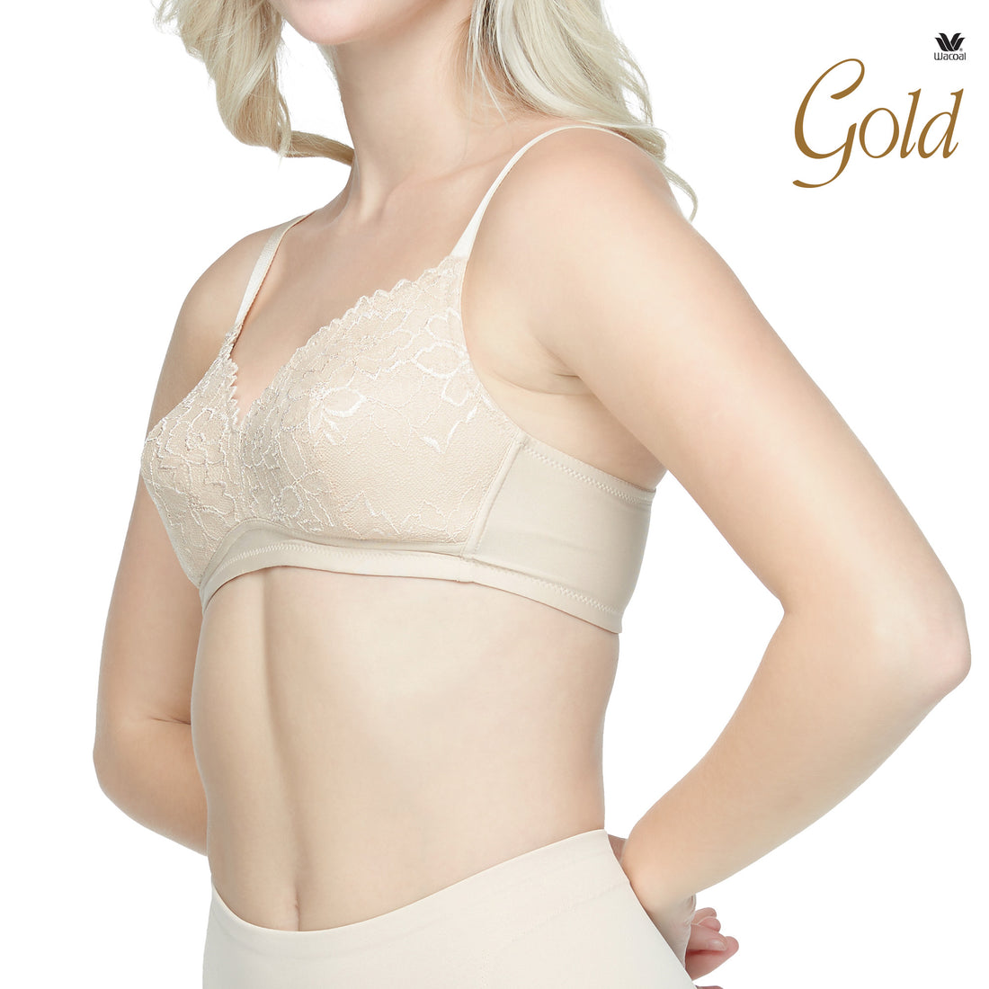 Wacoal Gold wireless health bra No sponge added, model WO1542 (paired with WO3116), flesh color (NN)