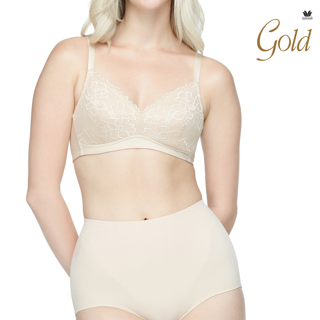 Wacoal Gold wireless health bra No sponge added, model WO1542 (paired with WO3116), flesh color (NN)